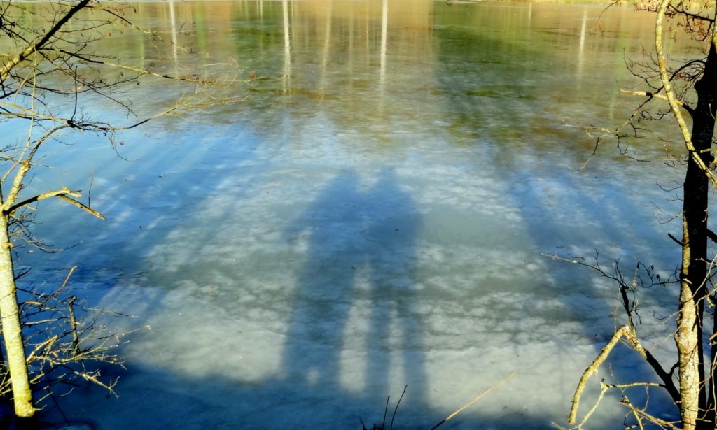 Ombres d'un couple sur un lac